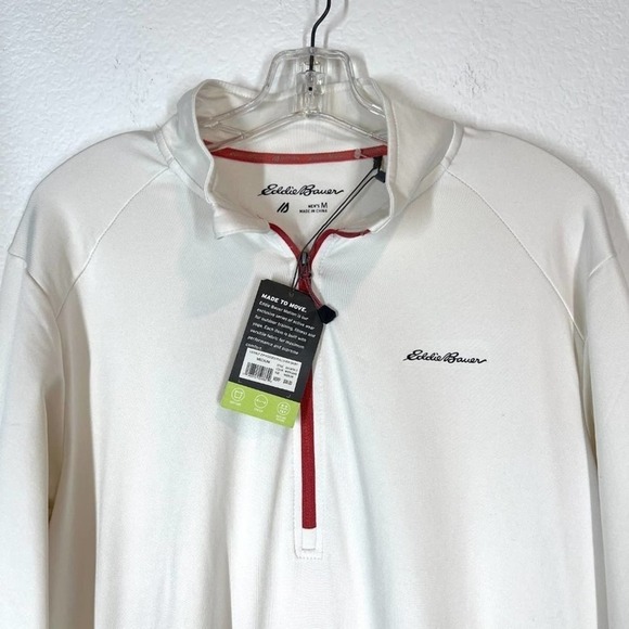 Eddie Bauer Sweatshirt White Quarter Zip Summer Medium - Picture 9 of 10